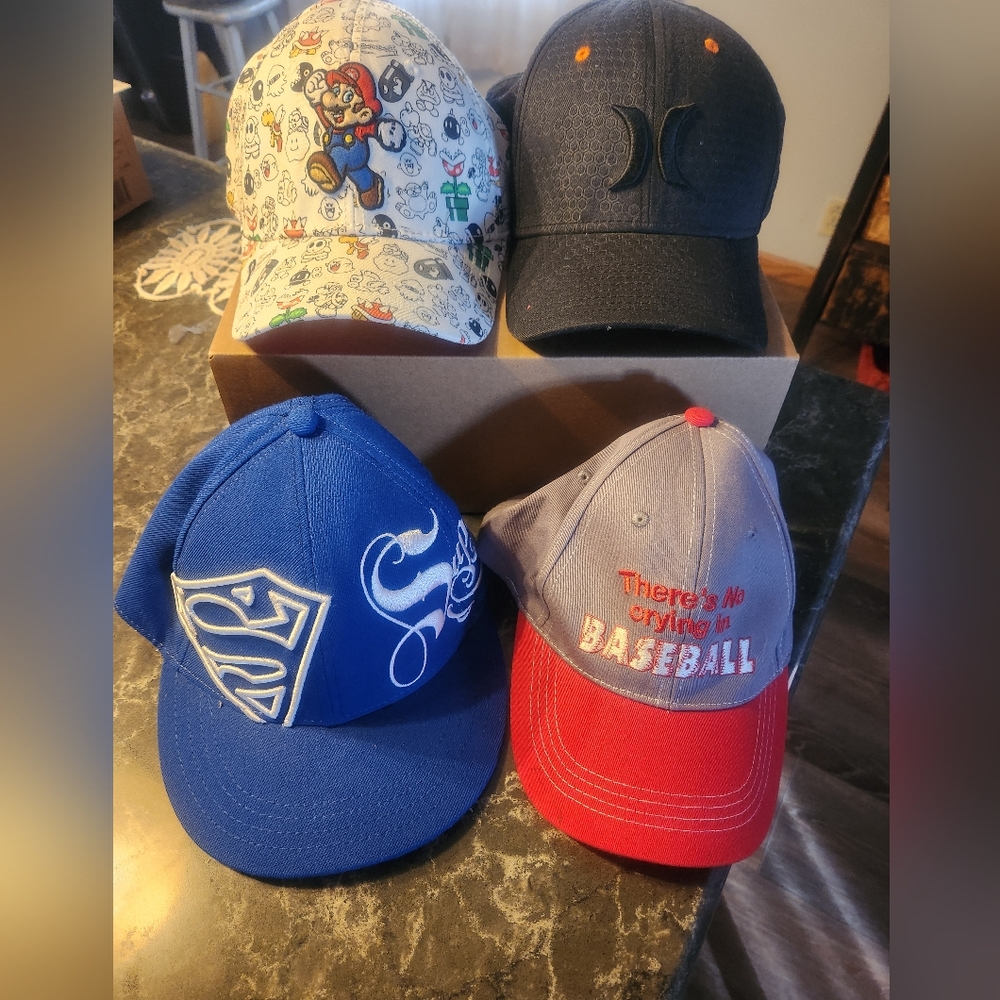 Set of 3 Graphic Baseball Caps ( Mario Hat Gone)